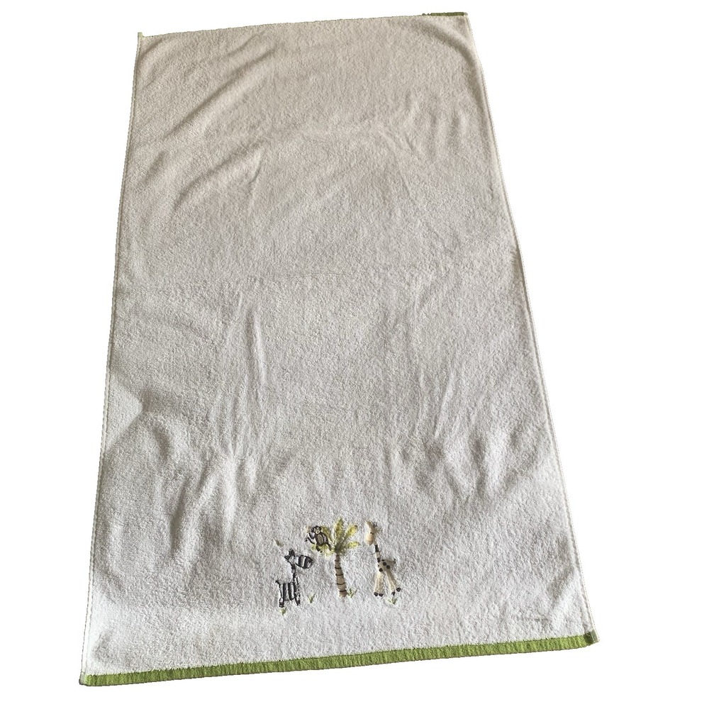 Casaba Kids Animals Zebra Monkey Giraffe Palm Embroidered Bath Towel 26" x 48"